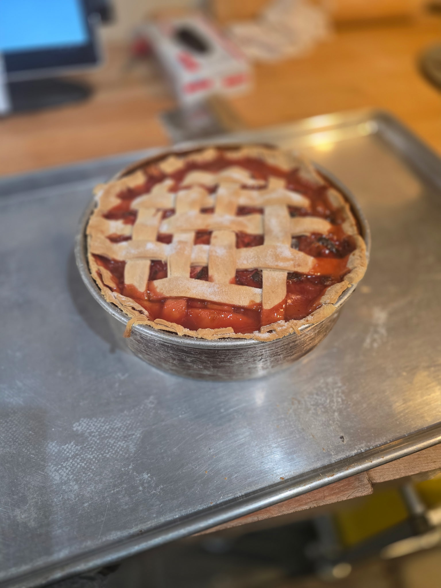 Lattice stone-fruit pie
